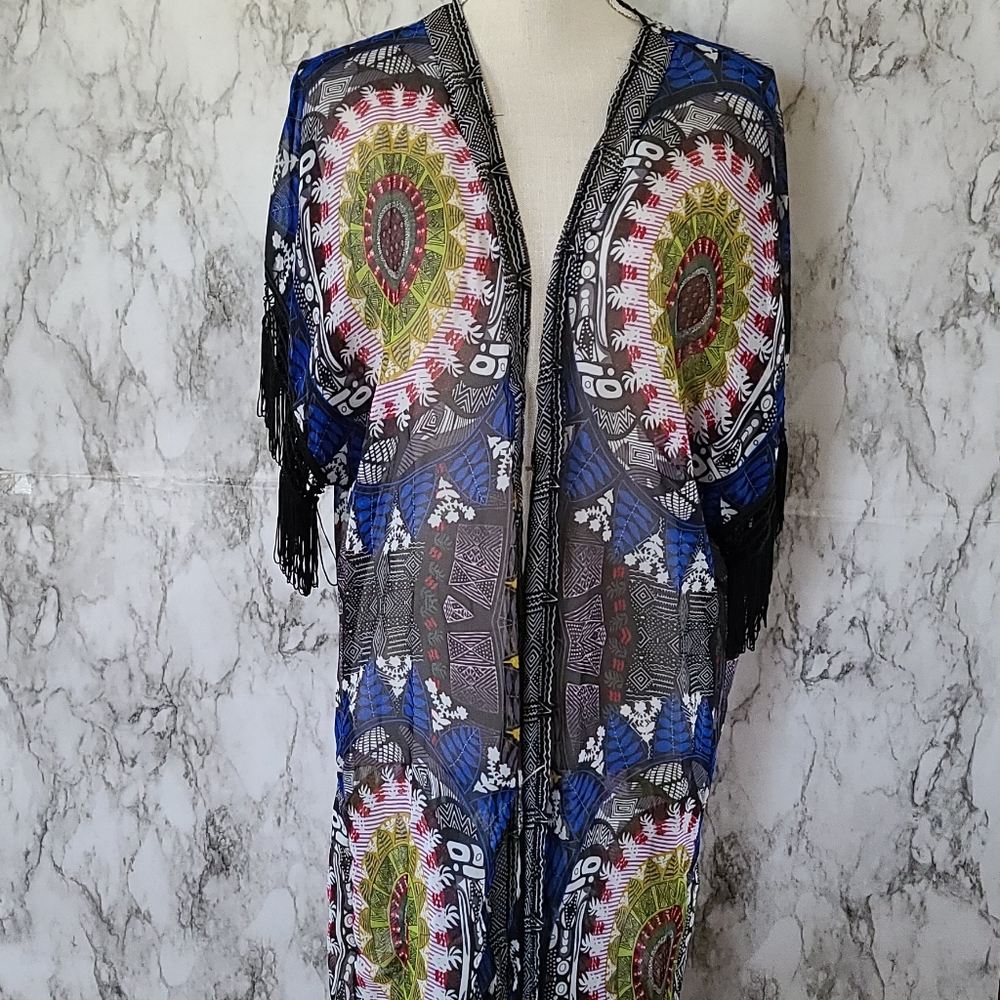 Fashion fringed duster kimono size osfm